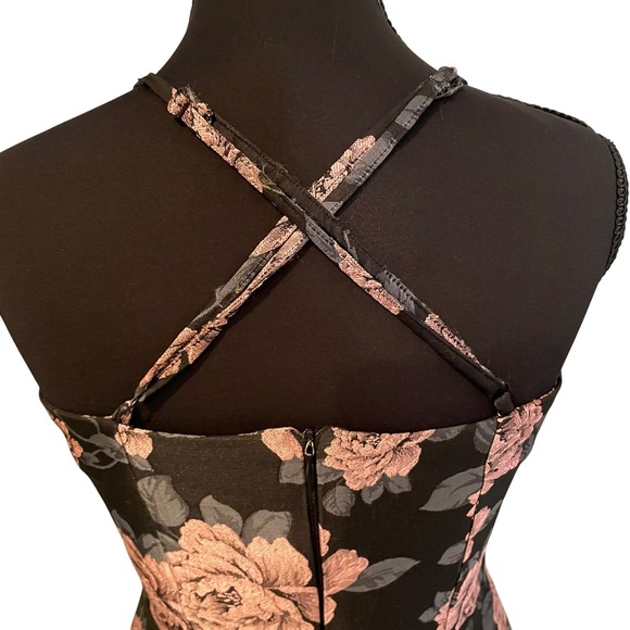 Forever 21 Floral Print Mini Dress‎ Spaghetti Strap Black Pink Sz S - Picture 5 of 11